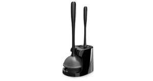 Toilet Plunger Combo Bowl Brush Set Bath Cleaning Rubber Handle Washroom Black - Picture 1 of 8