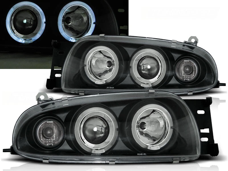 FORD FIESTA MK4 1995 1996 1997 1998 1999 HEADLIGHTS LPFO15 ANGEL EYES - Image 1 of 1