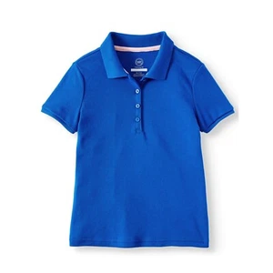 Wonder Nation Girls School Uniform Short Sleeve Interlock Polo, Blue Size XXL(18 - Picture 1 of 5
