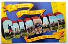 Greetings From Colorado Large Letter Linen Postcard Curt Teich Mile High Unused