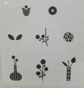 Stampin Up Bright Blossoms rubber cling stamps set geometric bold flowers vases - Foto 1 di 4