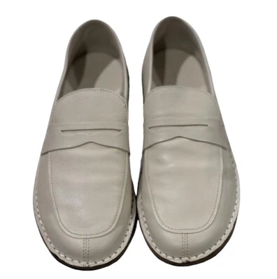 Мокасины THE ROW Cary Penny тофу экрю не совсем белые кремовая кожа 8 38 плоские без шнуровки - Изображение 1 из 4
