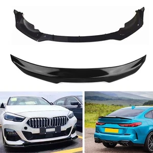 For BMW 2 Series F44 Glossy Black Front Spoiler + Rear Trunk Spoiler Lip ABS - Picture 1 of 12
