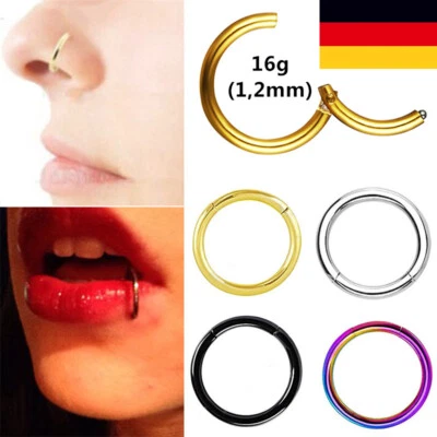 Nasenpiercing Segmentring Septum Nase Ring Brust Lippen Ohr Scharnier Clicker DE - Bild 1 von 4