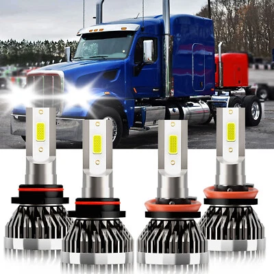 For Peterbilt 567 2015-2019 4PCS Combo LED Headlight High Low Beam Bulbs Kit - Image 1 of 4