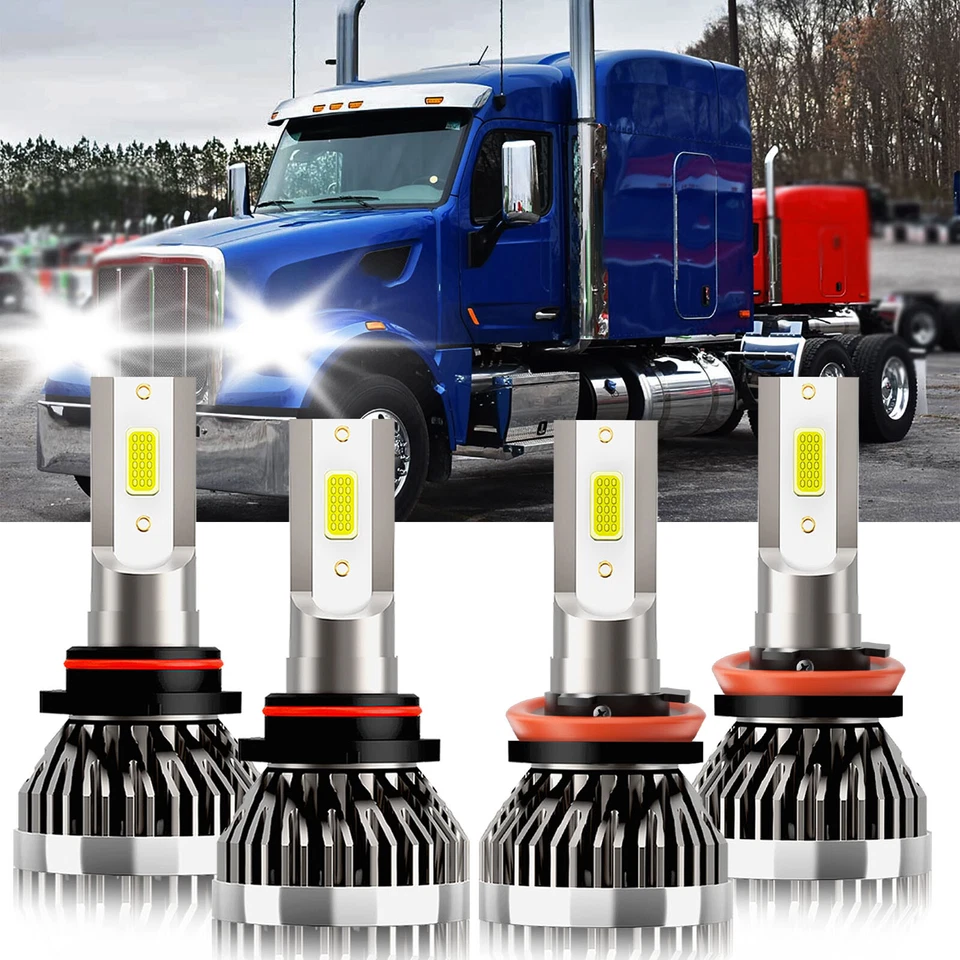 Combo de 4 piezas de faros LED de haz alto bajo kit de bombillas de haz alto para Peterbilt 567 2015-2019 Foto 1 de 4