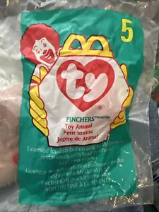 GIOCATTOLO VINTAGE 1993 TY TEENIE BEANIE BABIES #5 PINCHERS the LOBSTER MCDONALDS NUOVO SIGILLATO - Foto 1 di 8