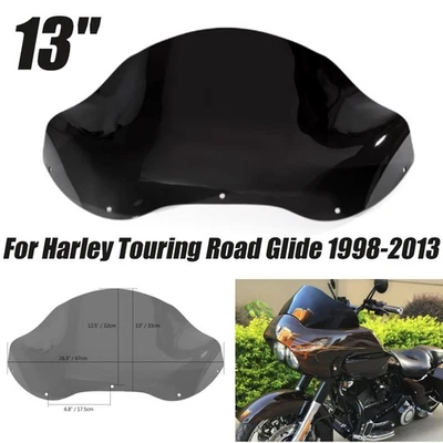 13" Motorcycle Windshield Windscreen For Harley Touring Road Glide 1998-2013 - Изображение 1 из 4