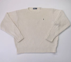 Vintage Polo Ralph Lauren maglione maglia girocollo uomo XXL pony panna pesante - Foto 1 di 14
