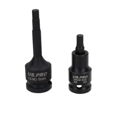 M6 6mm Short (53mm) + Long (78mm) Impacted Hex Allen key Sockets 1/2" Drive - Image 1 of 4