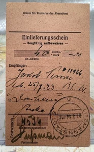 1944 Germany Concentration Camp Dachau Money Order Receipt - Picture 1 of 3