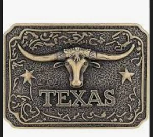 Texas Longhorn Western Cowboy Belt Buckle Antique Bronze Tone - Picture 1 of 5