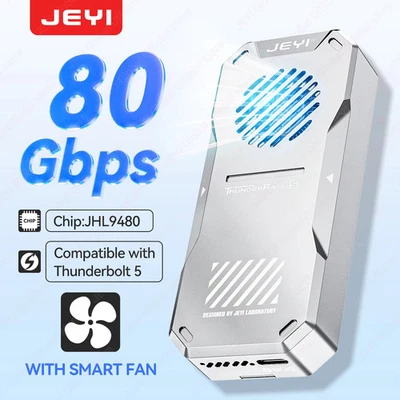 JEYI TB5 80Gbps M.2 NVMe SSD Enclosure-JHL9480 Chip Built-in Smart Fan - Image 1 of 4