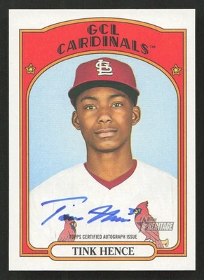 2021 Topps Heritage Minor League Tink Hence Auto Real One Autograph #ROA-TH Card - Image 1 of 2