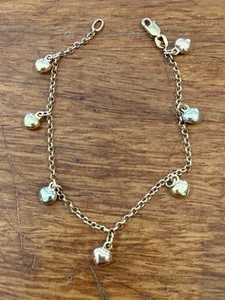 Heart Charm Bracelet 18ct Yellow White & Pink Gold Bracelet 19cm 2mm 5.4g - Picture 1 of 6