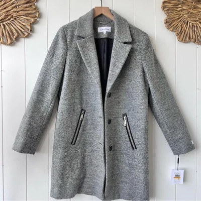 Calvin Klein Abrigo Boucle Pequeño Mezcla Lana Gris Foto 1 de 4