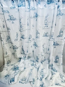 Handmade 2 Disney Classic Winnie Pooh Blue & White Sheer Curtain Panels 42 x 60 - Picture 1 of 12