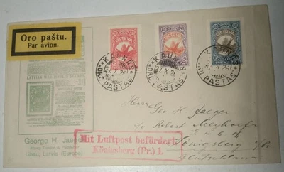 1926 Lituania Kaunas Berlín correo aéreo raro ORO PASTAScover juego completo pájaro golondrina Foto 1 de 2