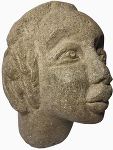 BUSTO AMERICANO PRIMI ANNI '20 C.1930 DONNA NERA TESTA DI CEMENTO COLATA, SGND ROGER - Foto 1 di 20