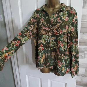 TU ● size 16 ● green hawaiian floral shirt blouse top womens ladies - Picture 1 of 5