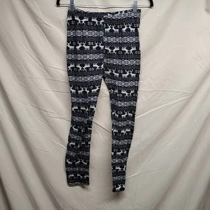 Icon Apparel Girls Size M Medium Black Reindeer Pattern Pajama Bottom Pants - Picture 1 of 16