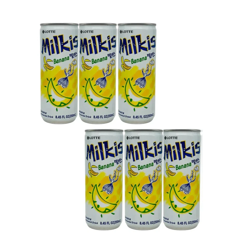 Lotte Milkis Banana Soft Drink 250 ml (Pack of 6) - Image 1 of 1