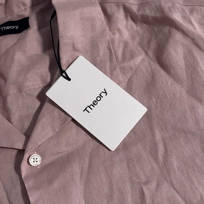 Theory Men's Size Large 100% Linen Viola Precise Linen Short Sleeve Shirt L $160 - Image 1 of 4