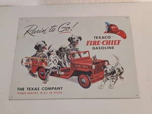 16 "x 12" Vintage Texas Feuerwehrchef Benzin Dalmatiner Hunde Blechschild - Bild 1 von 4