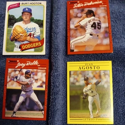 4  Baseball Cards - Burt Hooton - Steve Bedrosian - Juan Agosto - Joey Belle - Image 1 of 4