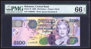 Bahamas 100 Dollars 2009 P76a PMG Gem Uncirculated 66 EPQ - Picture 1 of 2