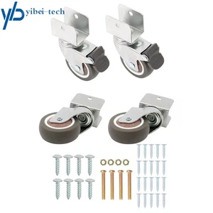 4 Pack 2inch Swivel Caster Wheels with U Bracket, (2 with brake and 2 without) - Picture 1 of 13