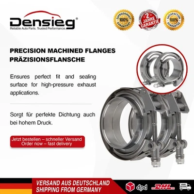 Densieg 2x Edelstahl V Band Schelle Flange Rohrschelle 3,5" 89mm Auspuff Turbo - Bild 1 von 4