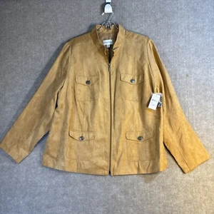 Studio Works Faux Suede Full Zip Up Jacket Women's Size 22 NWT Career Western - Picture 1 of 8