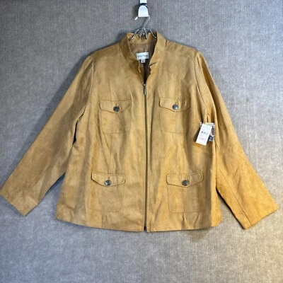 Studio Works Faux Suede Full Zip Up Jacket Women's Size 22 NWT Career Western - Image 1 of 4