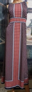 Max Studio Multicolor Long Dress Sz XS Sleeveless Stretch Button Womens - Picture 1 of 7