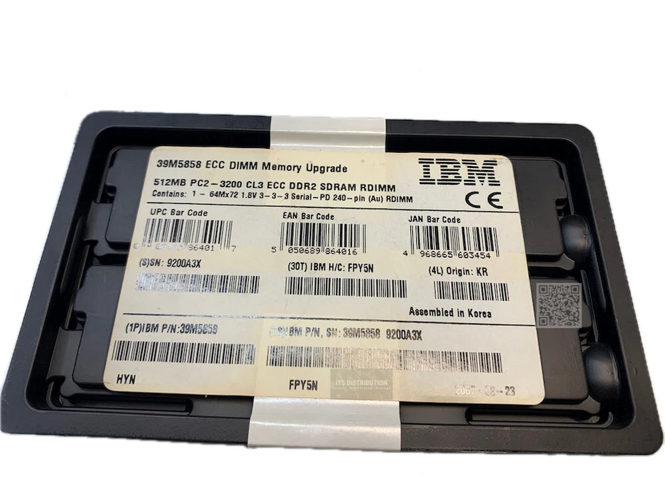 39M5858 I New Sealed IBM 512MB DDR2 SDRAM Memory 400MHz DDR2-400/PC2-3200 ECC - Image 1 of 4