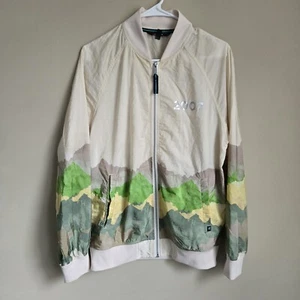 Houston White Men's Mountain Print Ivory Windbreaker Jacket Size S - Picture 1 of 7