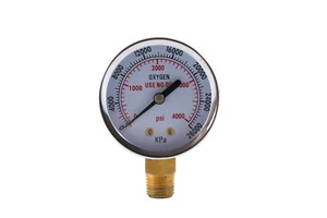 High Pressure Gauge for Oxygen Regulator 0-4000 psi - 2 inches - 1/4" NPT - Picture 1 of 3