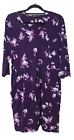 Roman Blackberry Purple Floral Boat Neck 3/4 Sleeve Jersey Short Shift Dress 16