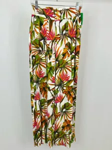 INC NWT Linen Blend Tropical Wide Leg Pockets Size S Green Print Pants NWT - Picture 1 of 4