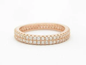 Rose Gold Sterling Silver White Sapphire Stackable Pave Eternity Ring Gift - Picture 1 of 1