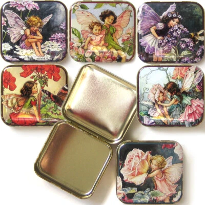 FLOWER FAIRIES POCKET TIN BOX Floral Sticker Album Keepsake Storage Trinket Gift - Image 1 of 2