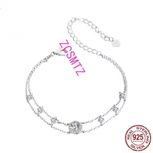 Women's Moissanite Double Bracelet S925 Sterling Silver New Bracelet - Picture 1 of 13