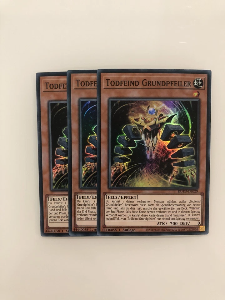 Yugioh 3x Playset Todfeind Grundpfeiler ROTD 1.Auflage Super Rare Deutsch - Bild 1 von 1