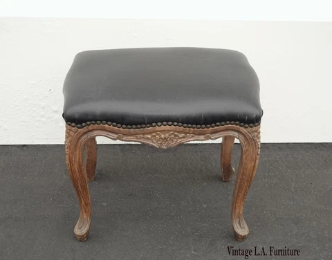 Vintage French Provincial Black Petite Bench Cover