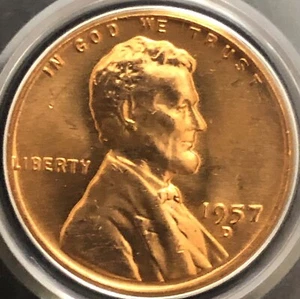 1957-D 1C RD Lincoln Cent - Bild 1 von 2