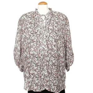 RALPH LAUREN Pink Floral Cotton Silk Pintuck Bib Tunic Top 2X - Picture 1 of 7