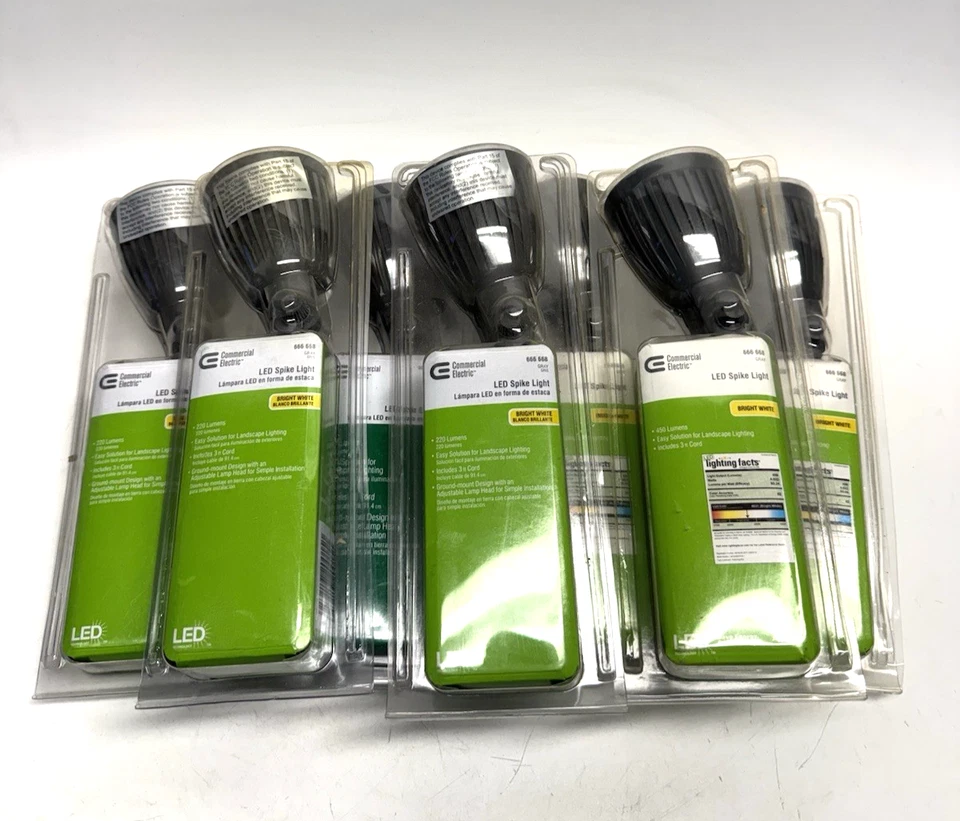 Commercial Electric LED Spike Light Gray Bright White 450 Lumens Plug in .. A5