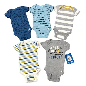 Gerber Baby Boy Size NB Short Sleeve Bodysuits Assorted (5 Pack) - Picture 1 of 5