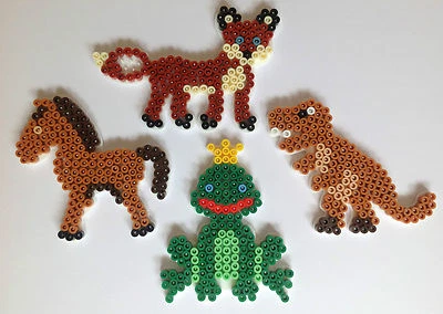 4 Stiftplatten midi Hama weiß, Fuchs Dino Pony Froschkönig, für midi Bügelperlen